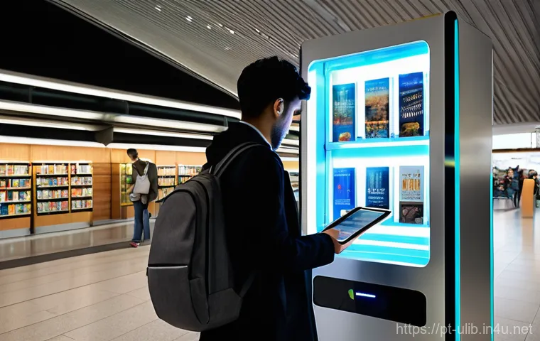 책 자판기 운영 도서관 - **Prompt:** A vibrant, sun-drenched public park in Porto, Portugal. A group of friends and families ...