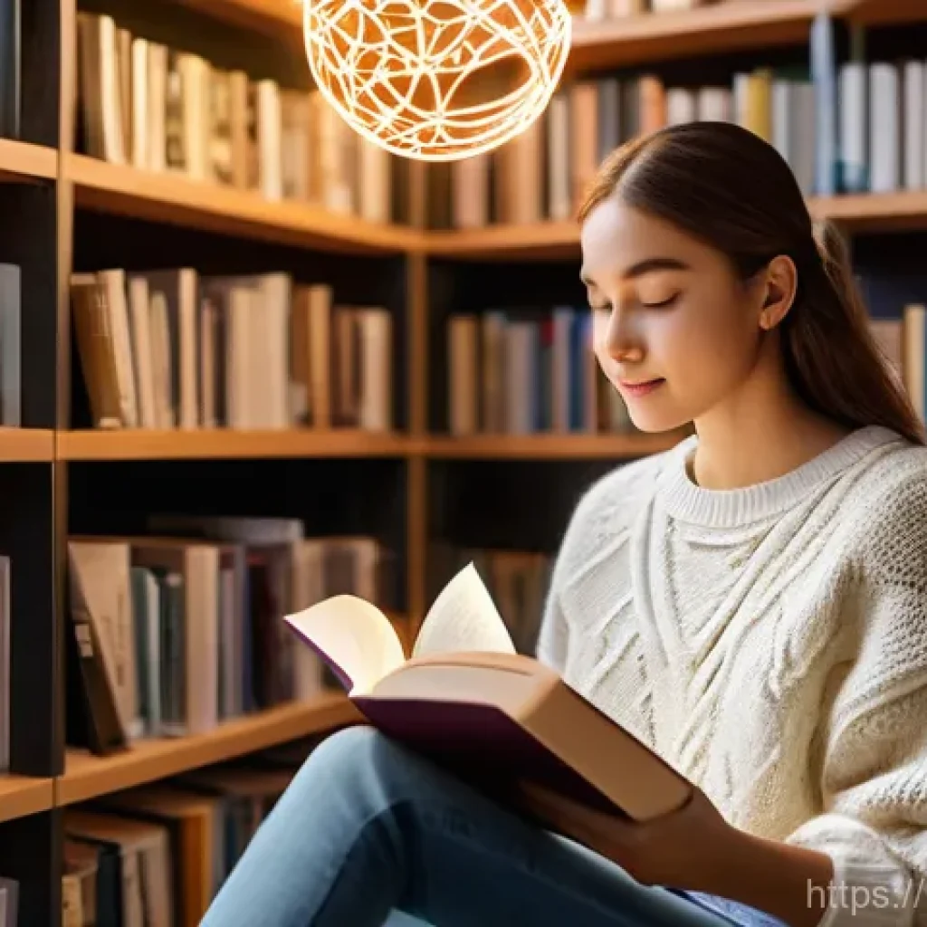 AI 북 추천 시스템 개발 - **Prompt:** A young adult, gender-neutral person is comfortably seated in a modern, sunlit reading n...