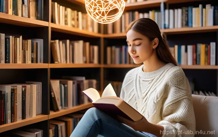 AI 북 추천 시스템 개발 - **Prompt:** A young adult, gender-neutral person is comfortably seated in a modern, sunlit reading n...