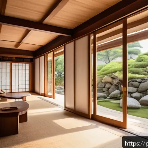 전통 한옥 스타일 도서관 - A serene traditional Korean library interior featuring elegant curved wooden roofs and delicate hanj...