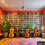 독서 문화 공간 기획 - A vibrant community reading space in Brazil’s Northeast featuring colorful local handicrafts display...